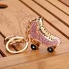 Woman Rhinestone Roller Skates Pendant Keychain Key Ring Backpack Ornaments
