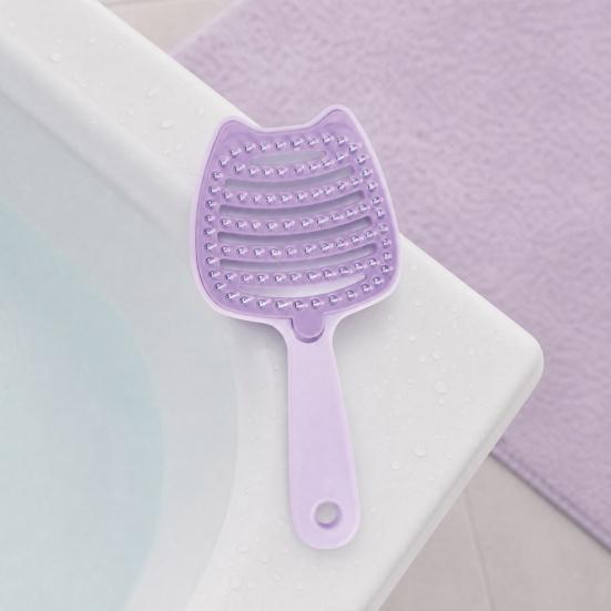 Cat Ear Self Cleaning Hair Brush for Women, Vented Hair Styling Brush for Faster Blow Drying, Detachable Curved Hair Detangler Brush
