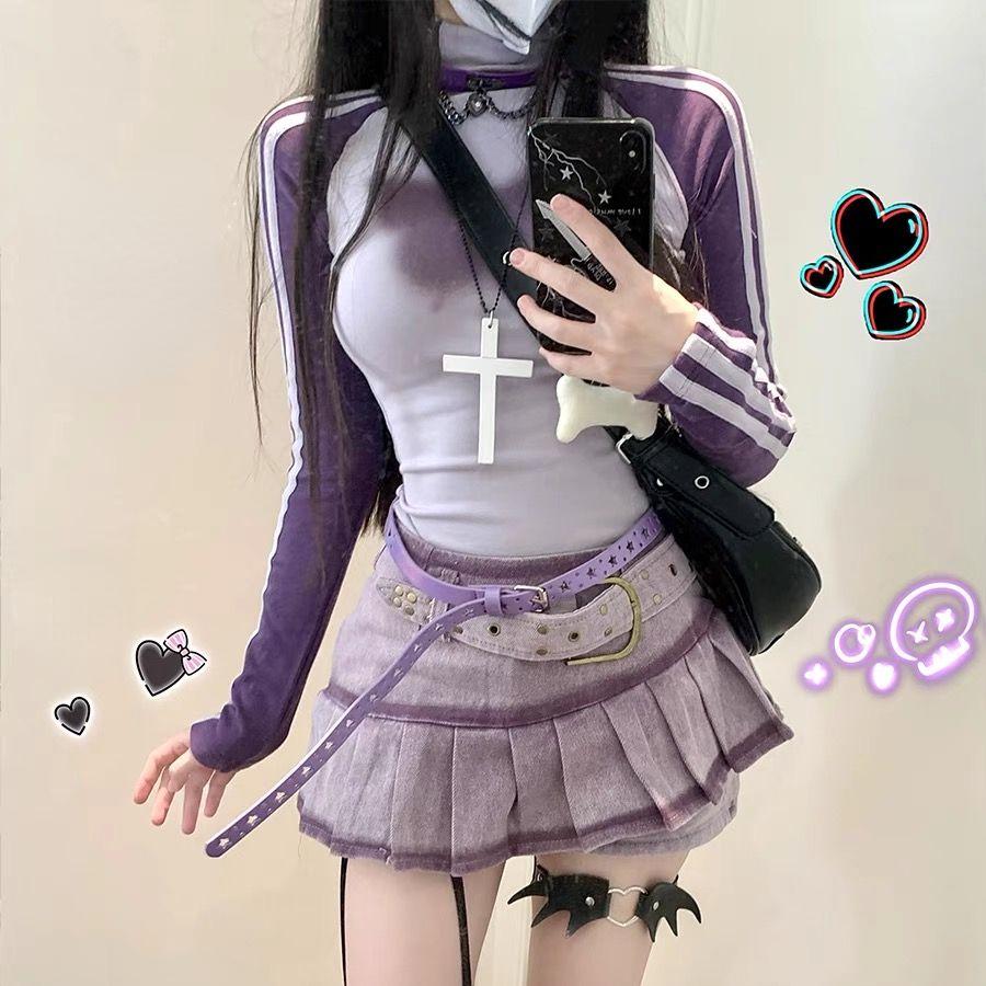 

Футболка с длинными рукавами и узором бабочки, женская хлопковая осенняя милая сексуальная футболка с рукавами реглан для девочек, утягивающий топ Y2K, футболки с полосатыми рукавами