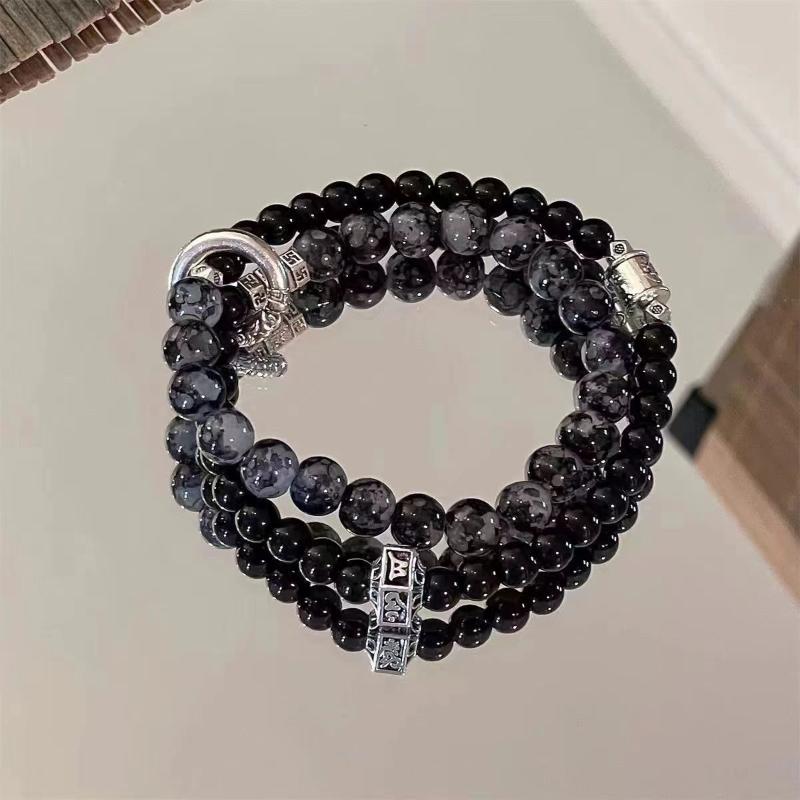 Quartz Agate Bead Natural Stone Beaded Bracelet Lava Rock Tiger Eye Black Onyx Crystal Women Men Yoga Healing Chakra Jewelry