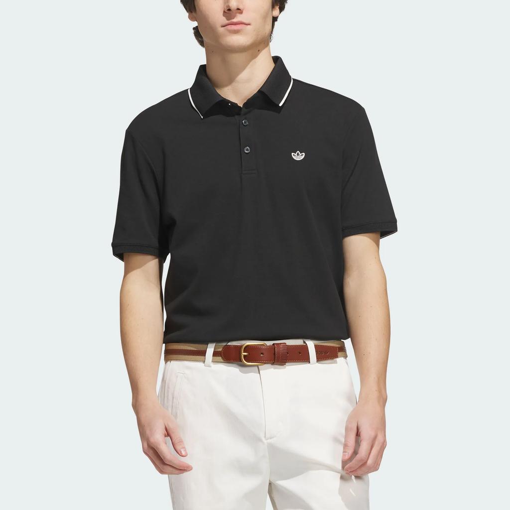 Men's Adidas Originals Golf Clothing Men's Black Polo Collar Moderate