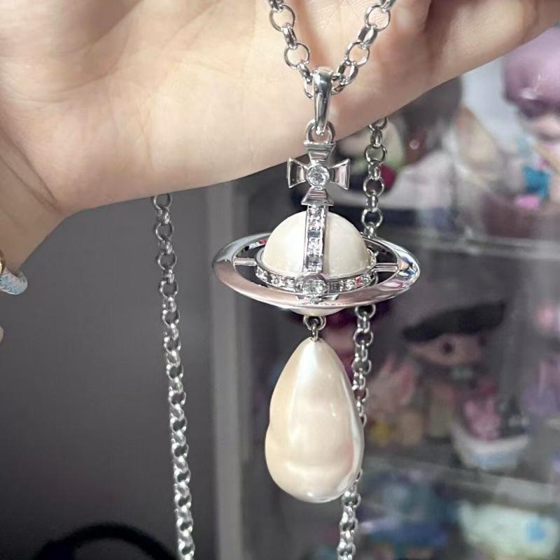 Collana Saturno in Perle d'Acqua Dolce Barocche Imperatrice Vedova - Stile Retro Europeo/Americano per Donne