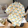Women's Street Daily Shirt Summer Hawaiian Cartoon Print Casual Loose Shirts Short Sleeve Beach Loose Tops