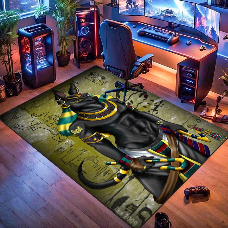 Ancient Egyptian-themed rug, suitable for living room, bedroom, game room, computer room and home décor.