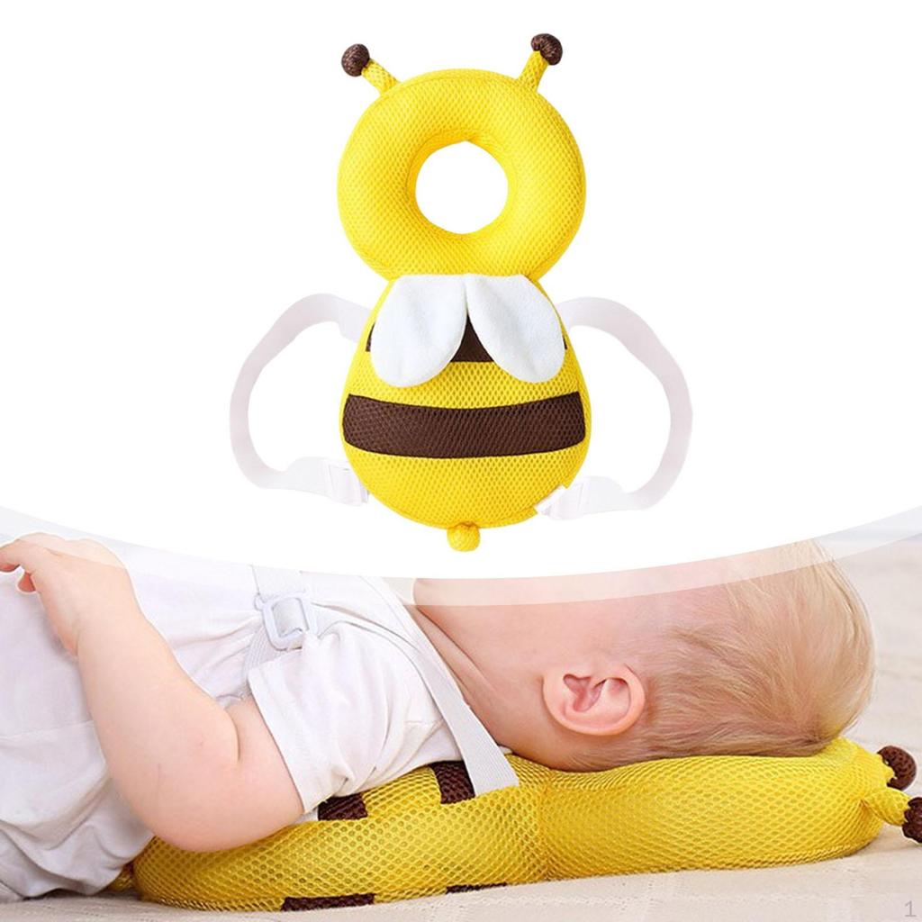 Baby Head Protector with Chest Strap Cute Wear Pad for Kids Home Living Room Yellow and Flannel