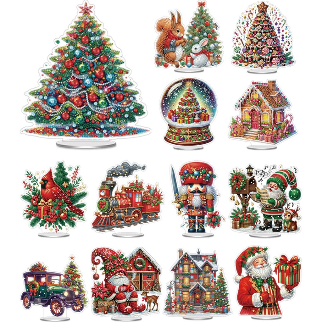Christmas Special Shaped Diamond Painting Tabletop Ornaments Kit Acrylic Diamond Painting Desktop Decorations for Table Decor