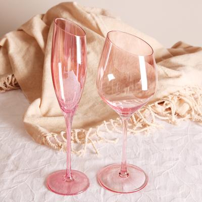 Sadık Flamingo Pembe Cam Bardak Severler Için Fransız Parti Kristal şarap bardağı Eğimli Ağız Bordo Bardak Şampanya Bardağı Su Bardağı
