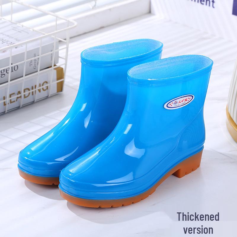 Women's Oxford Sole Waterproof Short Rain Boots - Non-Slip Fashion Outerwear Rubber Shoes
