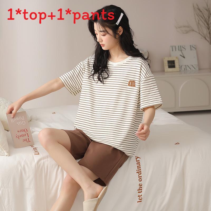 Casual Cotton Shorts And Shirt Set For Women Summer Lounge Sleepwear Comfortable And Breathable