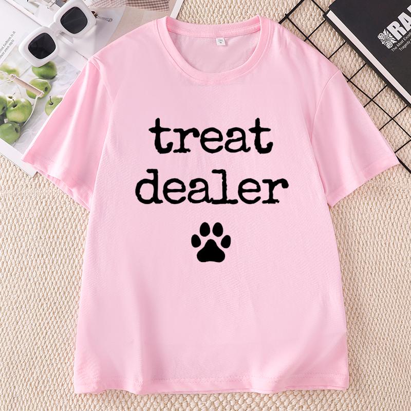 Playful Treat Dealer TShirt Paw Print Design T Shirt Casual Round Neck Printed TShirts for Unisex and Unisex Dog Lover Clothes