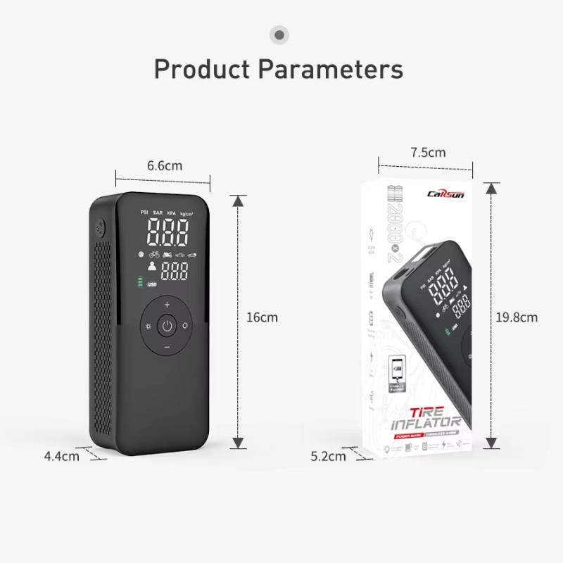 Cordless Portable Compressor Digital Display Car Tyre Inflator Multifunctional Rechargeable Air Pump Tire Inflator