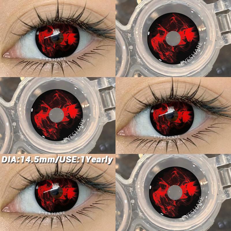 

COD EYESHARE RAVEN BLACK Cosplay Contact Lenses Blood-red Halloween Eye Makeup Lens White/Black Crazy Cosplay Softlens