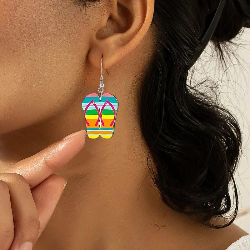 2D Flat Hawaiian Summer Earrings Slippers Acrylic Earrings Fashion Jewelry Elegant Earrings Party Earrings