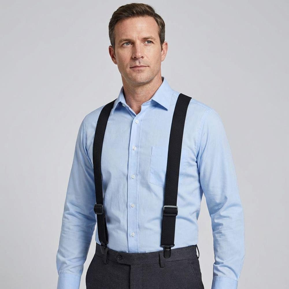 Bretelle da Lavoro Larghe 3,8 cm Bretelle Elastiche Resistenti per Pantaloni Bretelle Regolabili alla Moda Business
