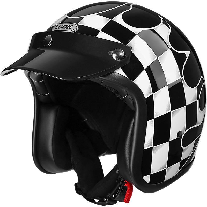 Electric Vehicle Retro Motorcycle Helmet 3/4 Cap, Men & Women Spring Fierce Fire Design