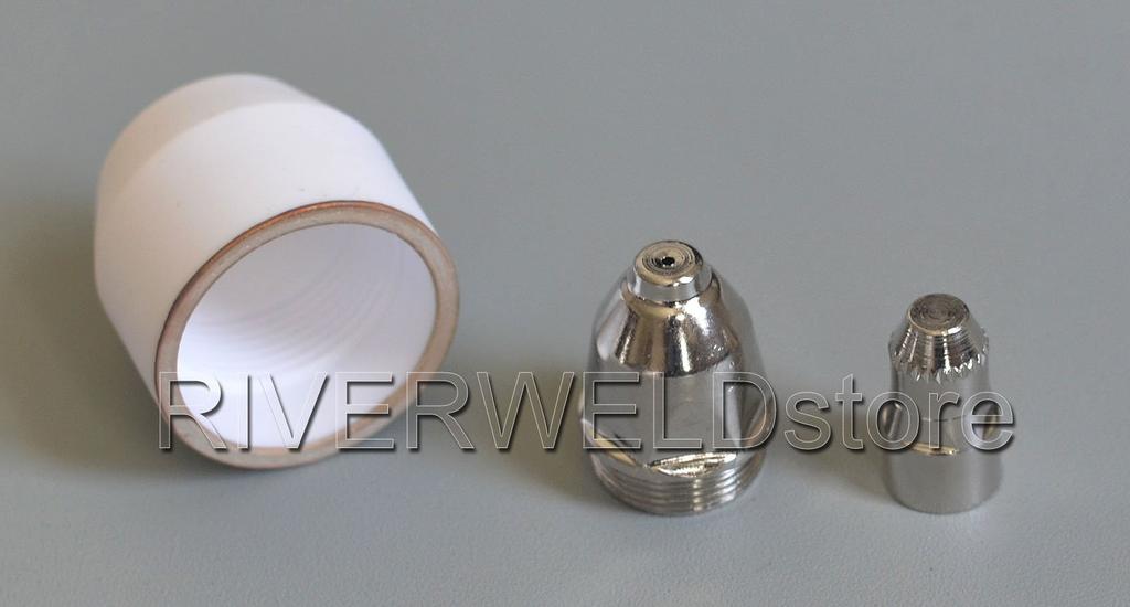 RIVERWELD Plasma Cutter Electrode Shield Air Plasma Cutter Cutting Torch Compatible with 45 Pieces Nozzles, Ø1.3mm, 80A, Cups, Consumables, P-80,