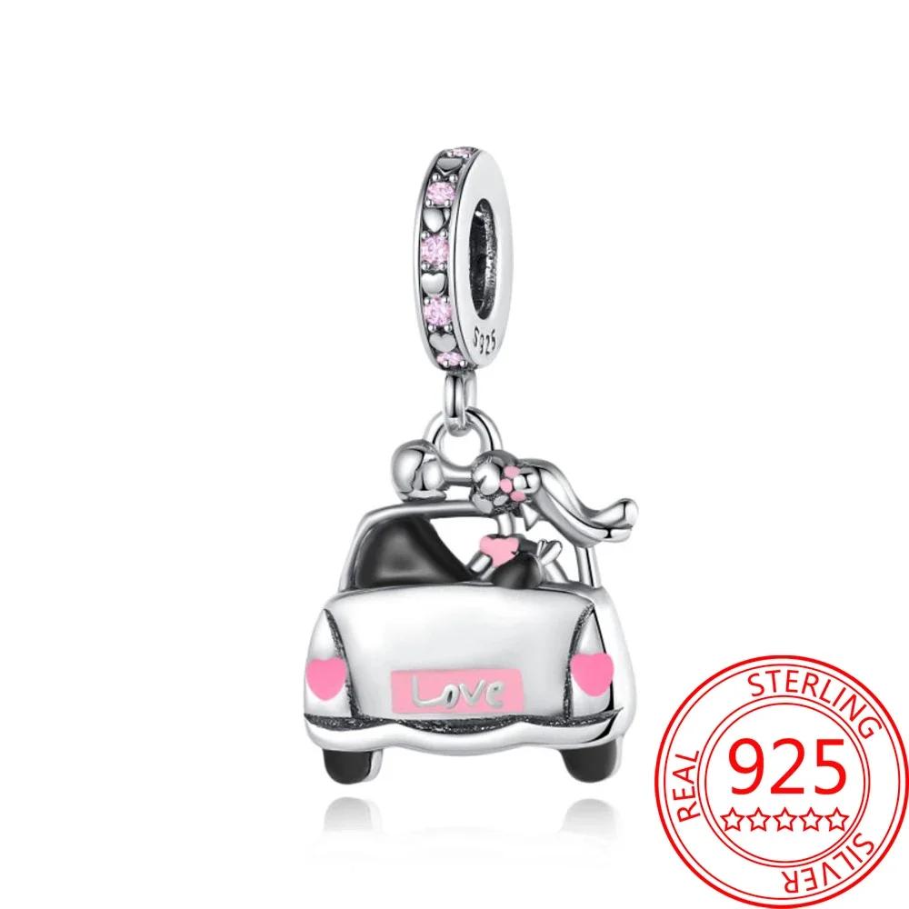 925 Silver Romantic Love Story Charm Pendant for DIY Bracelet Couple Engagement Jewelry Gifts for Her