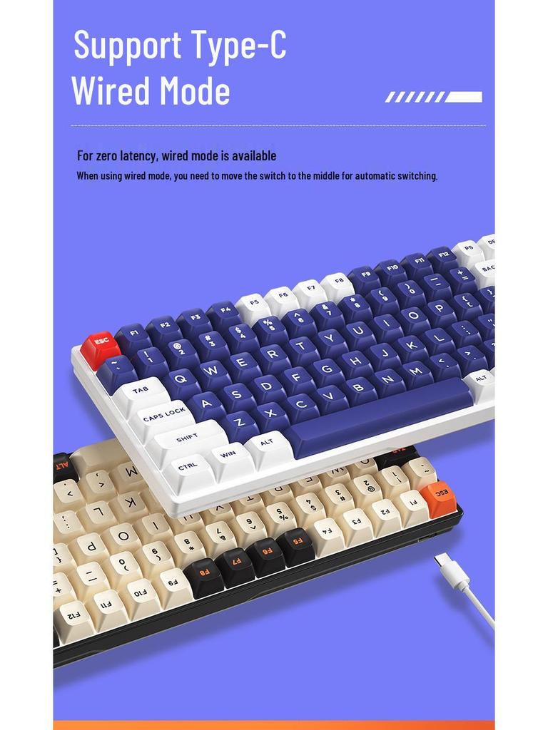 100-Key Wireless Bluetooth Mechanical Keyboard Kit - DIY, RGB, Hot-Swappable, Portable Mini Design