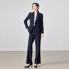 Teluoman Women's Dark Blue Blazer & Wide-Leg Pants Suit Set