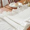 Ruffled Table Runner Scalloped Edge Rustic Table Runner Washable Farmhouse Style Table Runner for Dining Table Wedding Bride Shower Party Decoration