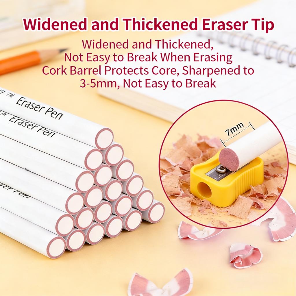 Pencil-Shaped Eraser Pen, Soft Eraser Tip, Easy To Sharpen, Precise Correction For Sketching, Note-Taking, Stationery Gift