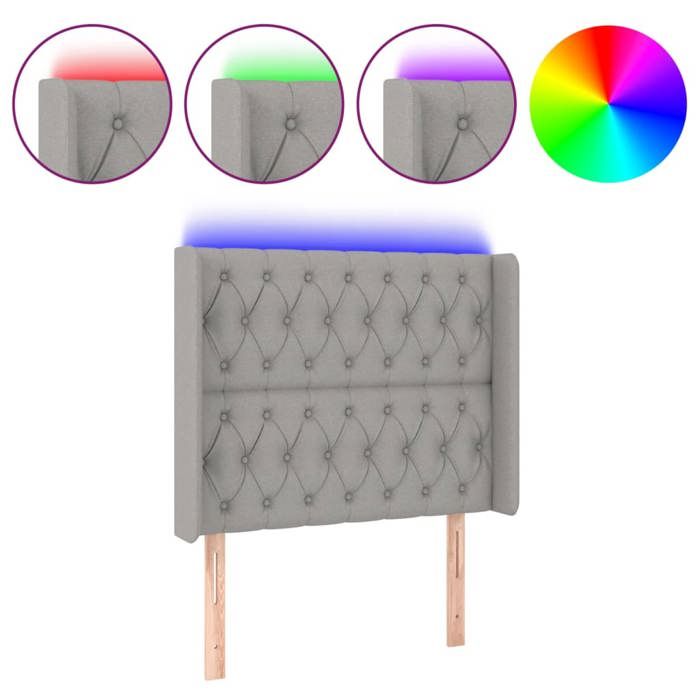 VidaXL LED Headboard Bedroom Furniture Single Bed Accessory Headboard Interior Light Grey 3124366