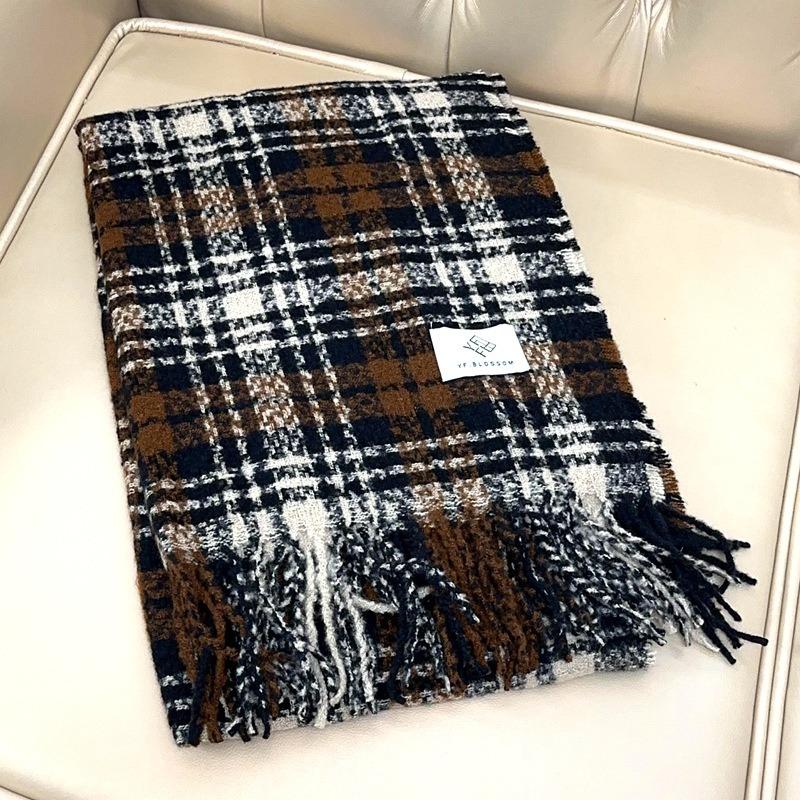 

Клетчатый шарф из имитации кашемира зимний, с ощущением высокого качества, утолщенная теплая шаль, женский, универсальный, студенческий, парный шарф 200cm