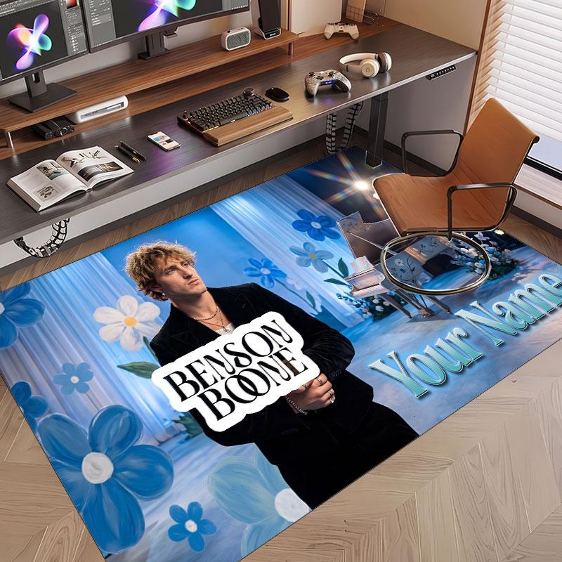 Custom Name Crystal Velvet Rug,Benson Boone Comfortable Anti Slip Floor Mat For Room Decoration