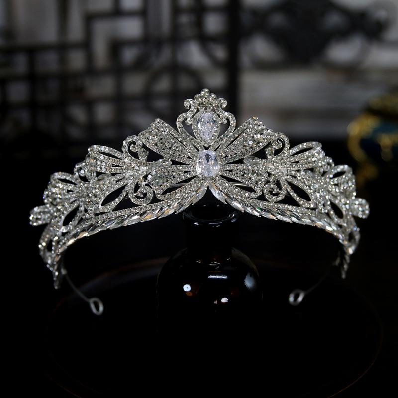 Europäischer Stil Neue Luxus Schleife Braut Hochzeitskrone Kopfschmuck Krone Tiara Haarschmuck