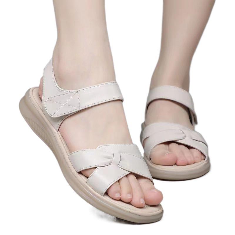 Fashion New Summer Women's Platforms Sandals, Slip-Resistant Middle-Aged Mothers Shoes Flat Casual Ladies Sandals Beach Shoes
