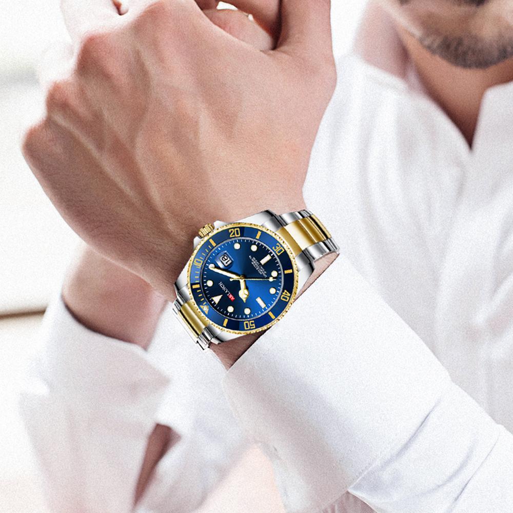 Business Men's Watch Fashion Trend Stainless Steel Green Ghost Diver Series Blue Gradual Gold Classic Men's Quartz Watches