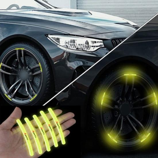 20Pcs Sports Reflective Sticker Wheel Hub Rim Stripe Decal Strip Car Accessories