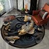 3D Koi Fish Round Rug, Non-Slip Non-Shedding Floor Mat for Bedroom Living Room Bathroom Office Home Decor, Modern Carpet