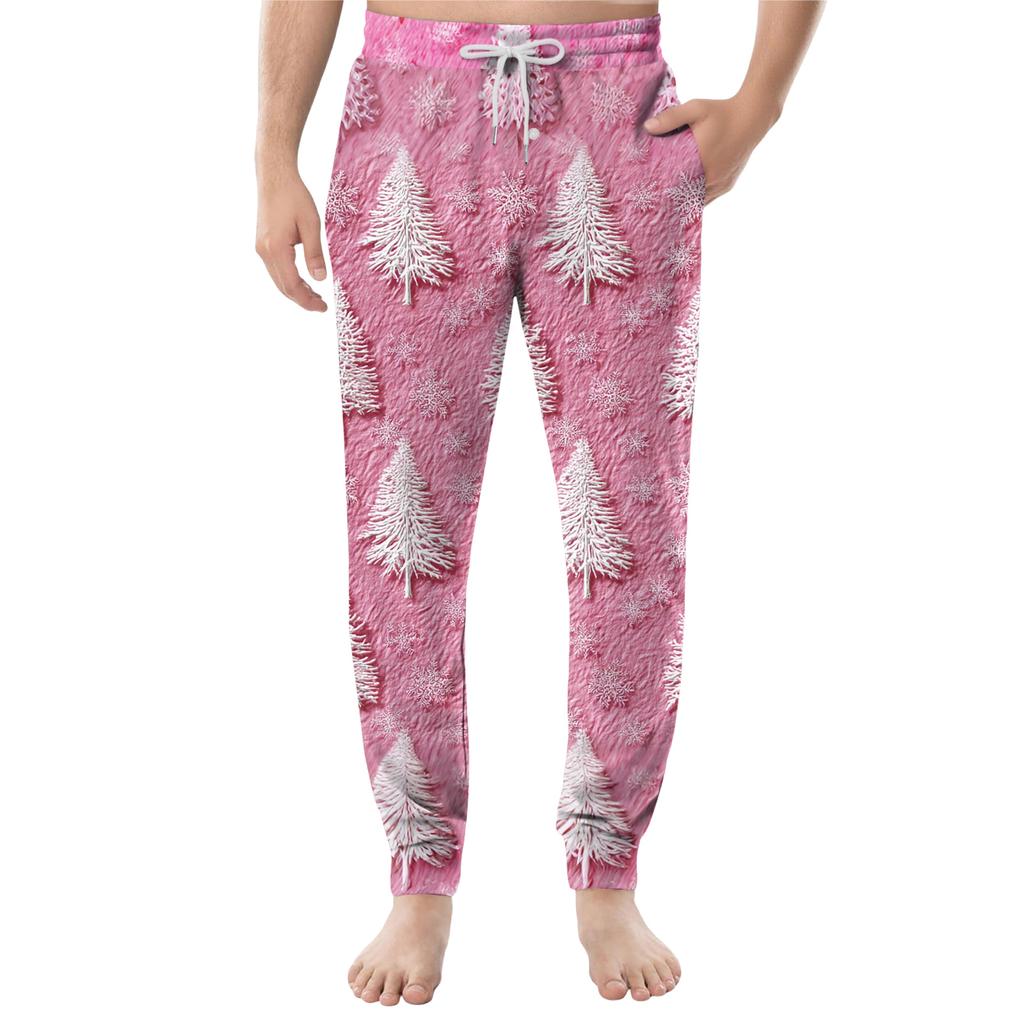 Men's Drawstring Pocket Cuffed Casual Pants Home Sleep Pants