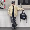 Boys Autumn Jacket Kids Casual Loose Faux Leather Coat Toddler & Children Solid Color Zipper Baseball Jacket