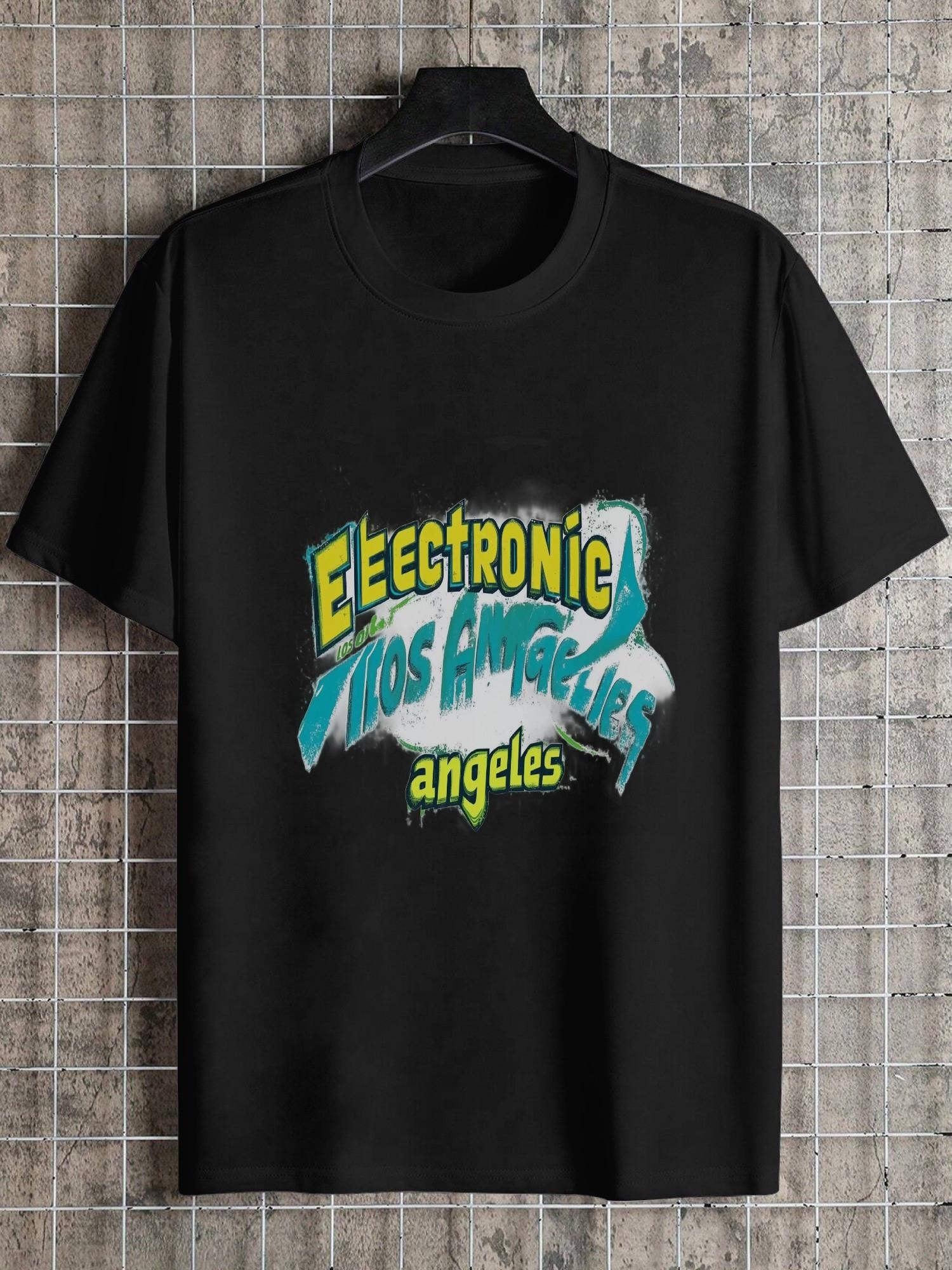 1pc graffiti electronic Los Angeles text logo T-shirt S