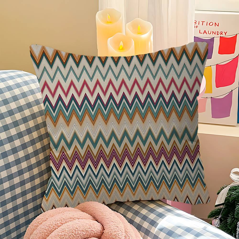Geometric Zig Zag Wav Personalized Pillow Cover Kids Bedroom Wild Party Decor Pillowcase Kid Birthday Shower Gift