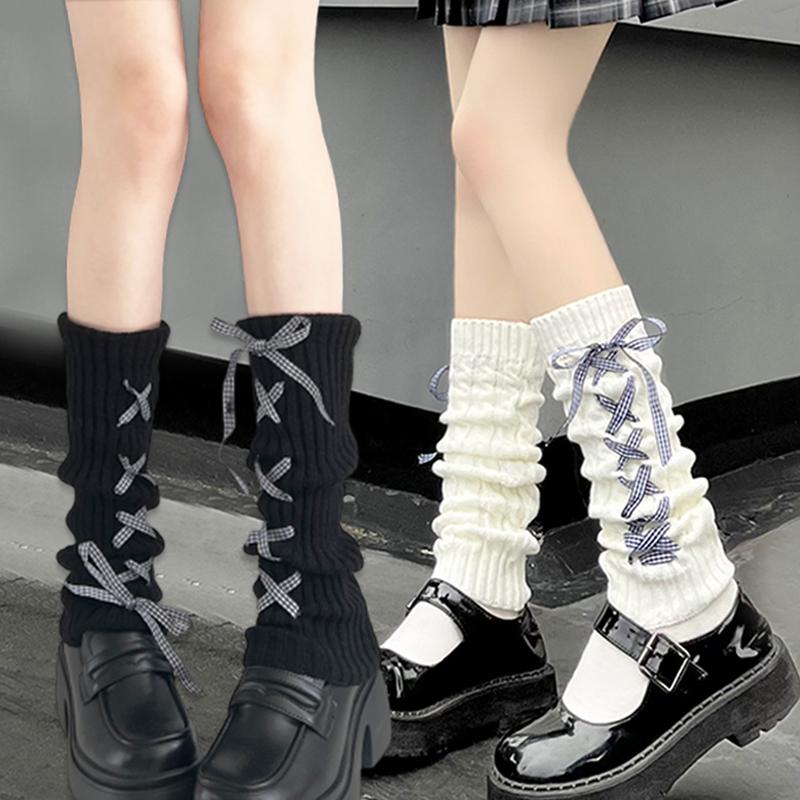 Y2K Women's Leg Warmers Japanese Lolita Long Socks Wool Knitted Foot Cover Arm Warmer Autumn Winter Crochet Heap Sock Boot Cuffs
