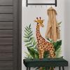Cartoon Giraffe Green Leaves Wall Sticker Kids Room Bedroom Wall Decoration Cute Self-Adhesive