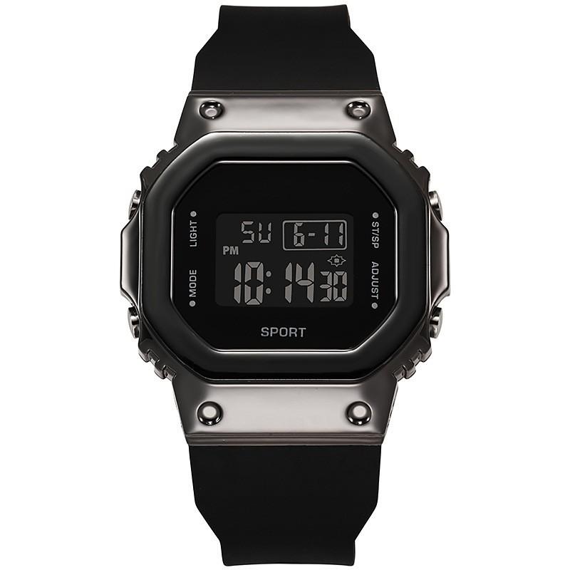 Tecnologia Nera Orologio Quadrato Galvanizzato Stile Femminile Semplice Temperamento Studente delle Medie Orologio da Uomo Impermeabile Luminoso Orologio Elettronico