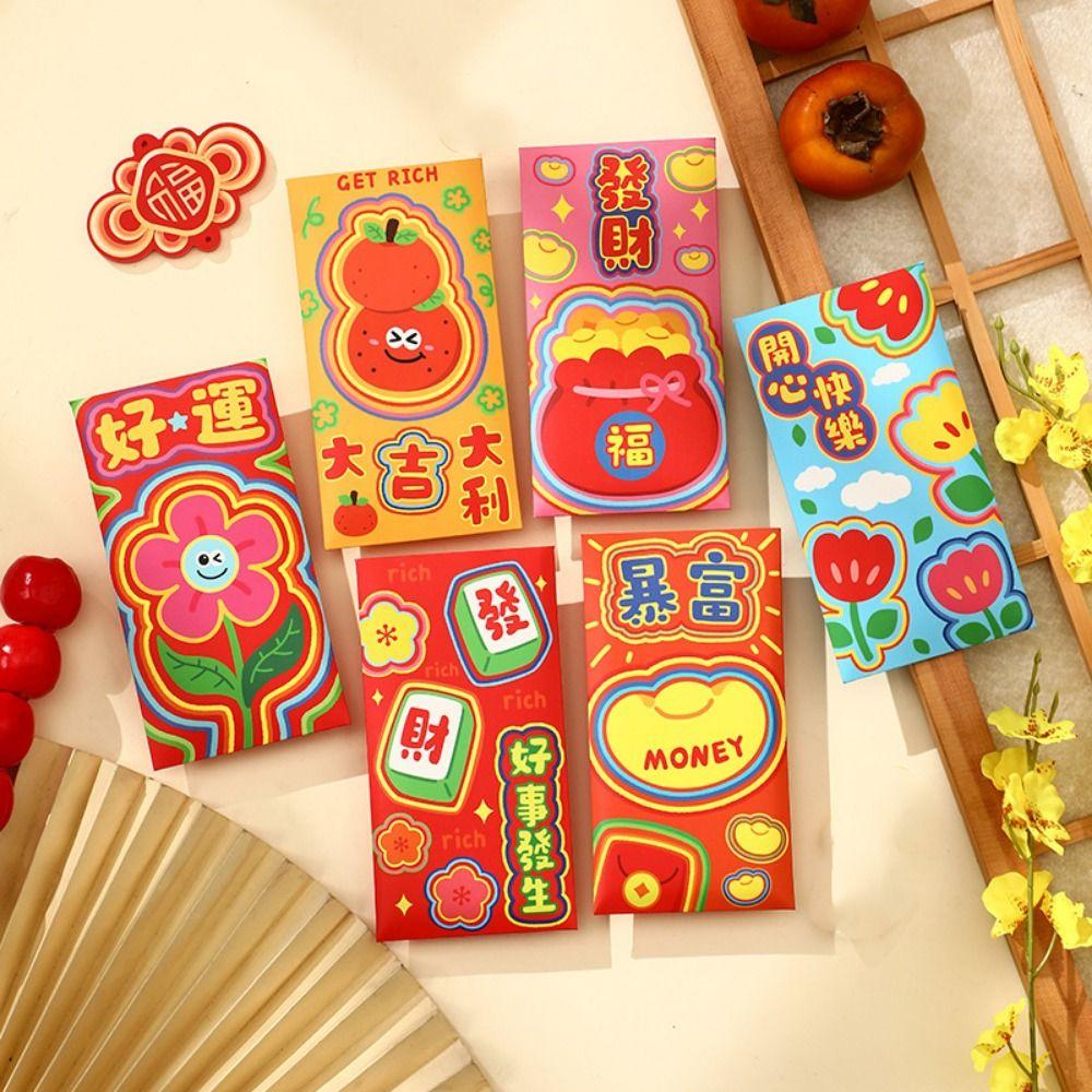 6Pcs Paper Horse Year Money Envelope Chinese Style Lucky Money Bag Marriage Event