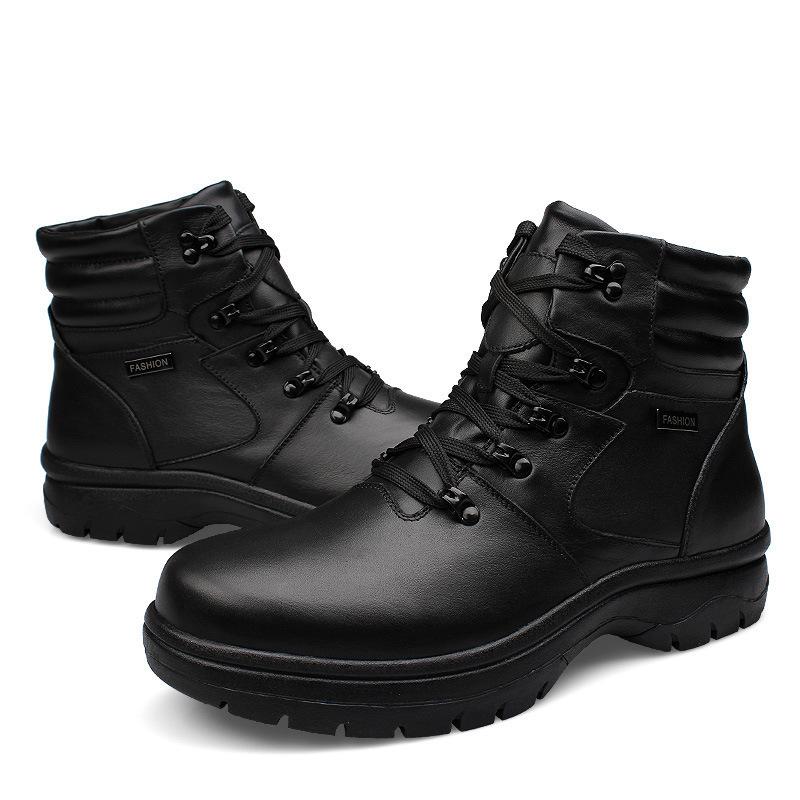 Men's Winter Martin Boots with Velvet Lining - Warm, Casual, High-Top, Round Toe, Large Sizes Available