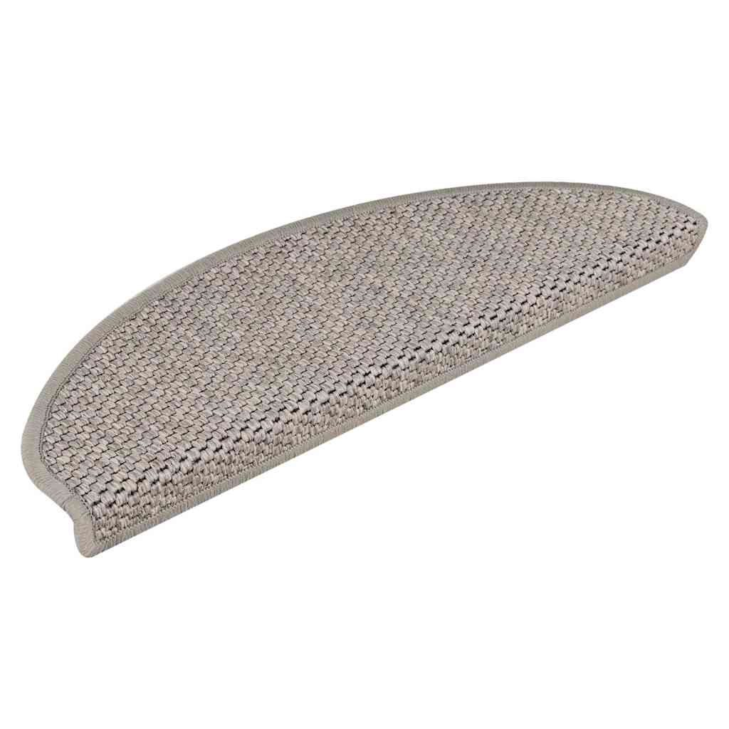 Self Adhesive Stair Mats Sisal Look 15 Pcs 65 X 21 X 4 Cm Silver
