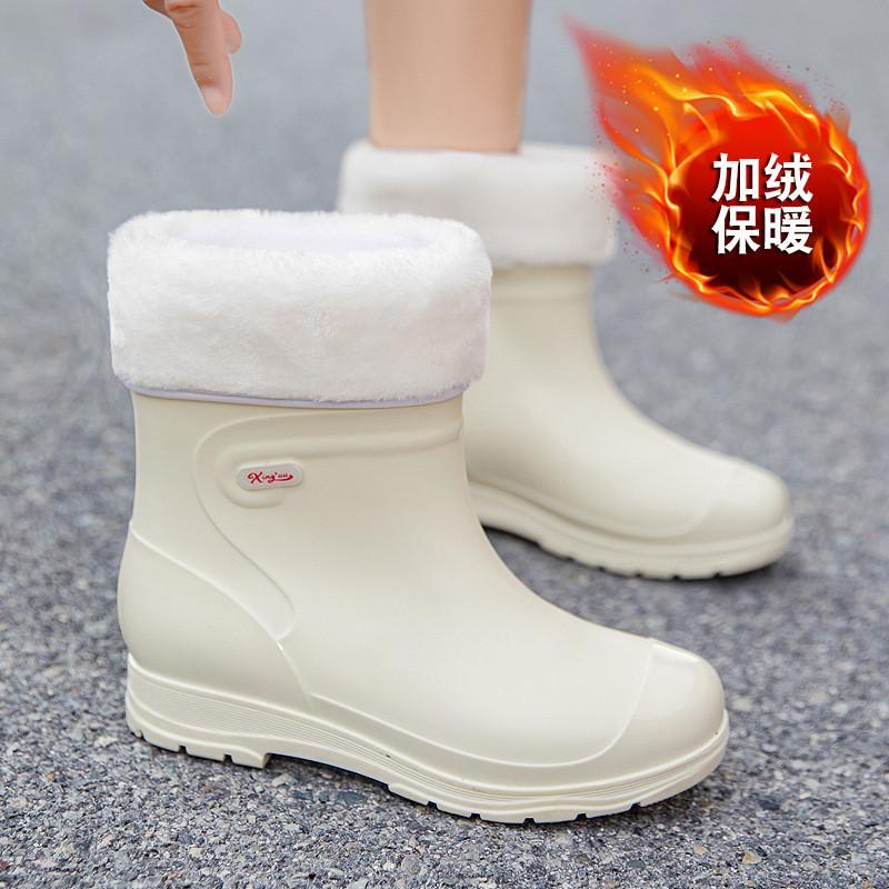 Japanese New Medium Tube Rain Shoes Women's Fashion Water Shoes Wear Non-slip Medium Tube Water Shoes Adult High Tube Rain Boots