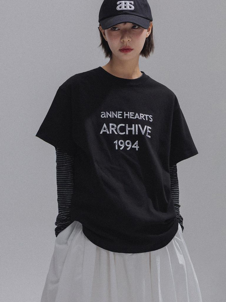 Aenhacheu Vintage Letter Archivetee_Black