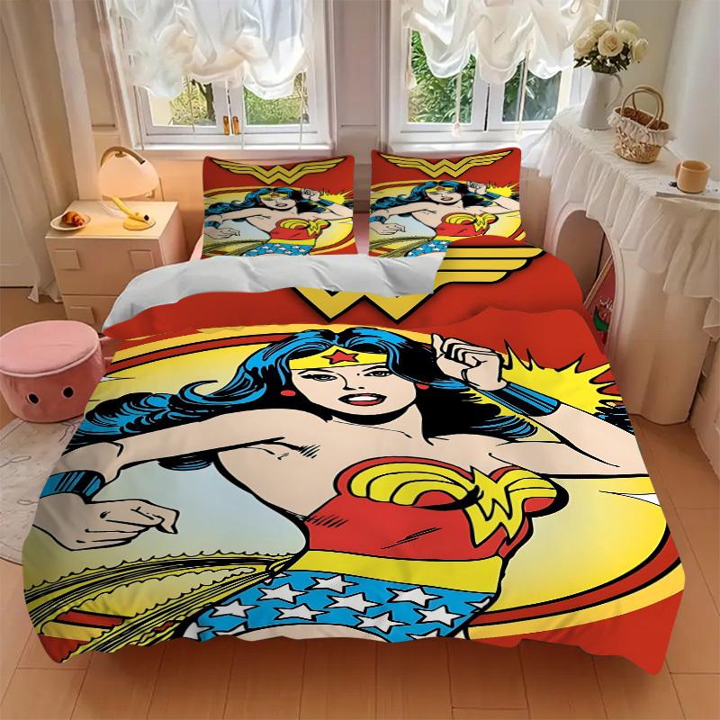 3pcs Wonder Woman, Superhero Cover Set,Soft Comfortable Duvet Cover,Guest Room (1*Duvet Cover + 2*Pillowcases, Without Core) yy251024052