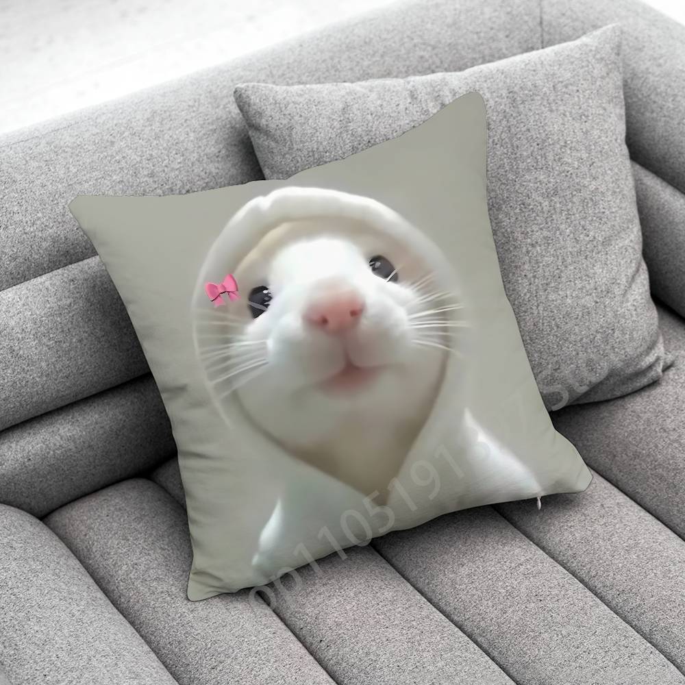 Funny Sad Hamster Meme Throw Pillow Case For Square Bedroom Pillowcase Cover