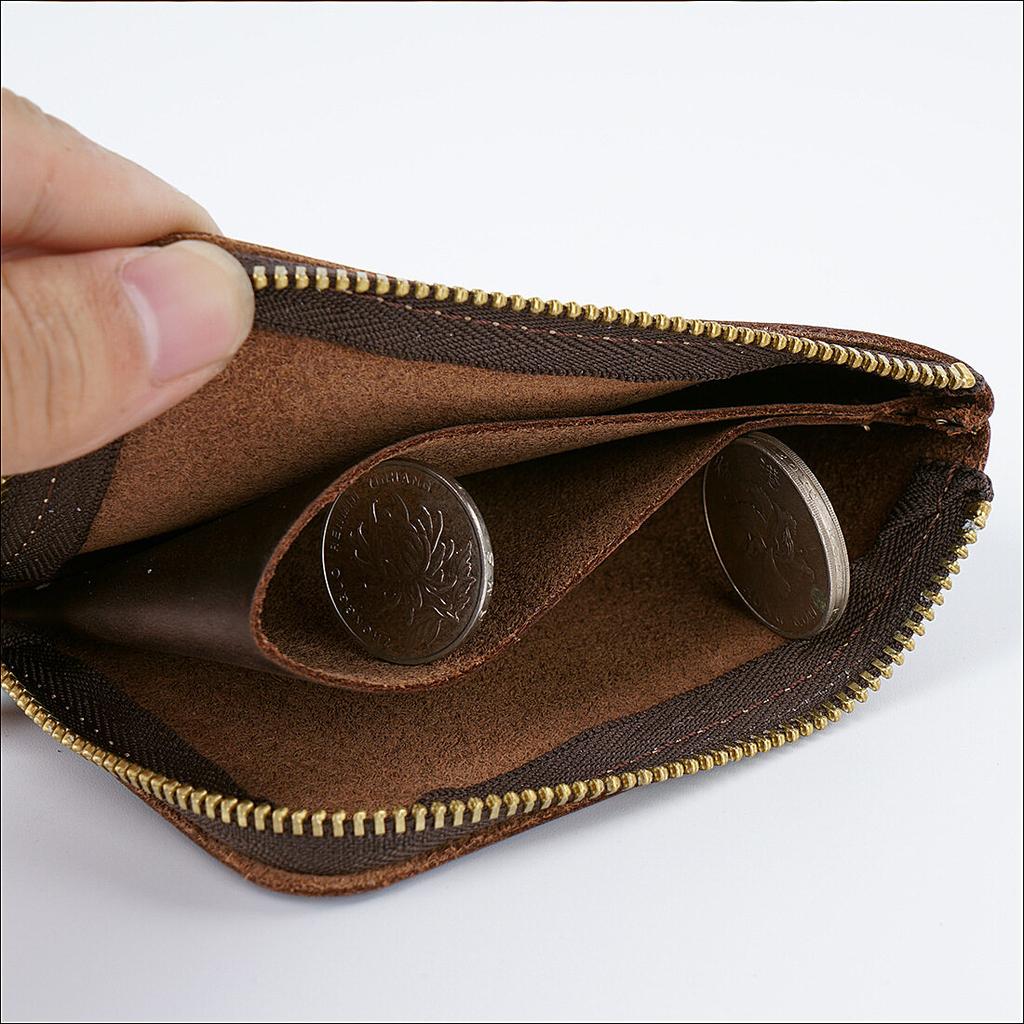 Retro Crazy Horse Leather Wallet Men and Womens Coin Purses Small Money Bags Wallets Zipper Pouch Card Holder