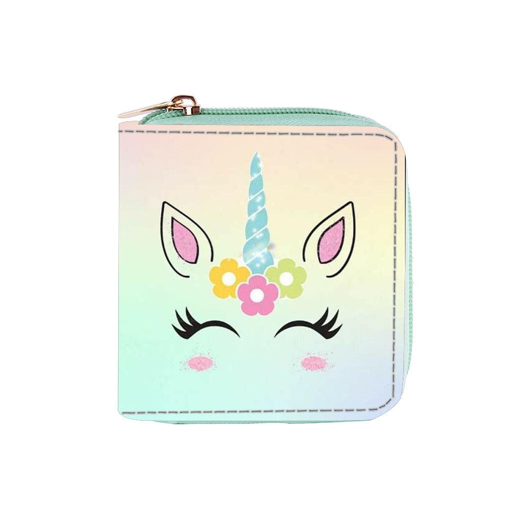 New Cat Unicorn Short Zipper Small Wallet, Wallet.