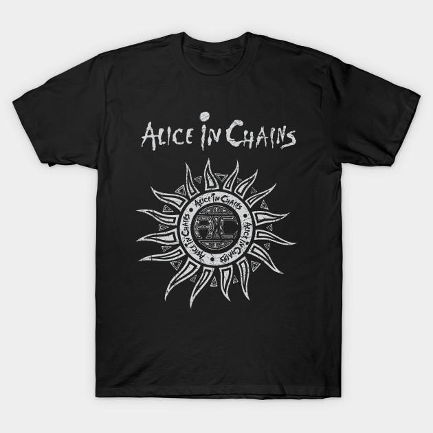 

Men Black Print T-shirt Alice In Chains Band Vintage No-Cut Transfer Paper Print Cotton Tshirt L чорний